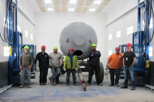 Samuel Pressure Vessel Group paint facility workers. 