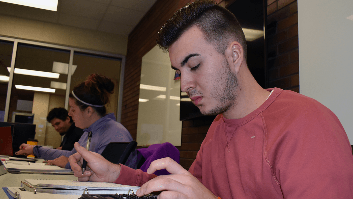 Students work in a lab