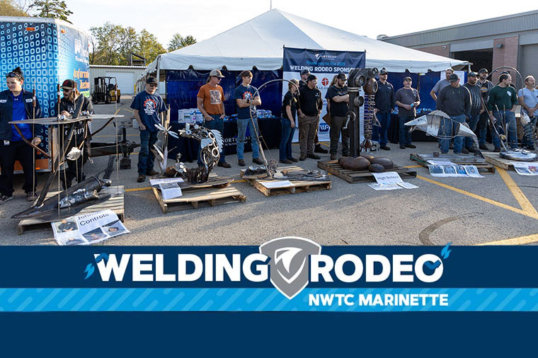 Welding Rodeo teams pose with their sculptures