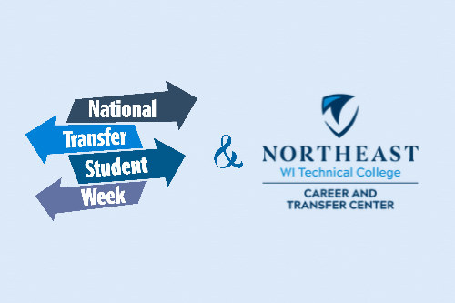 Graphic promoting National Transfer Student Week for Northeast Wisconsin Technical College’s Career and Transfer Center.