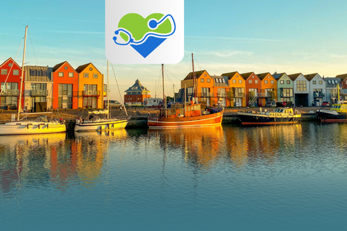 Waterfront view on homes in Netherlands