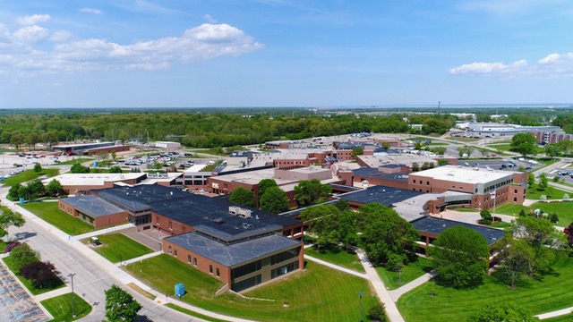 Aerial photo of the NWTC Green Bay Campus