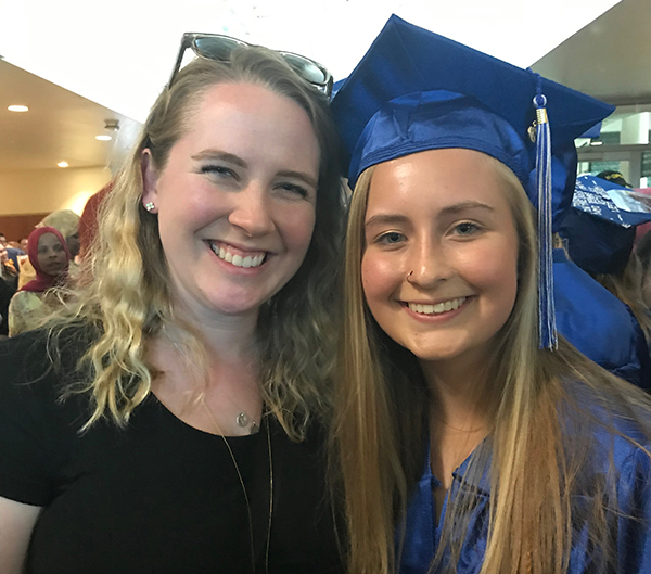 Megan and Kaiya Zold, Southwest High School senior, at graduation June 2019