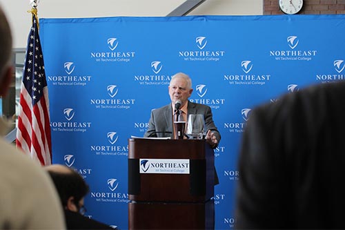 NWTC President Dr. Jeff Rafn speaks at event