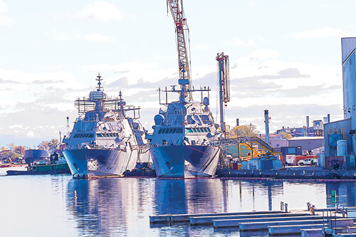 Two littoral combat ships at Fincantieri Marinette Marine’s shipyard