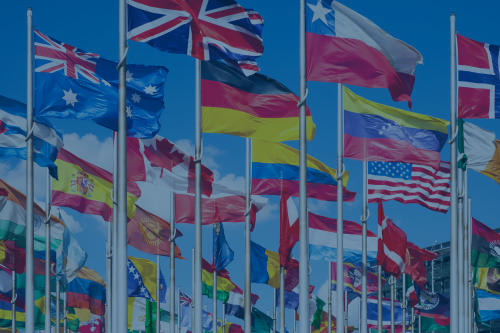 Multiple flags from around the world