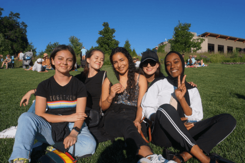 Students pose for a group photo