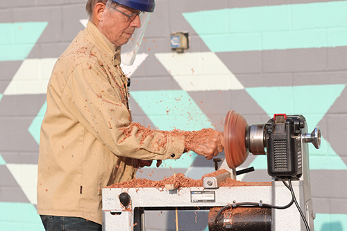 Instructor woodturning Demonstration