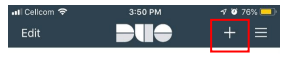 Duo app header with add button outlined