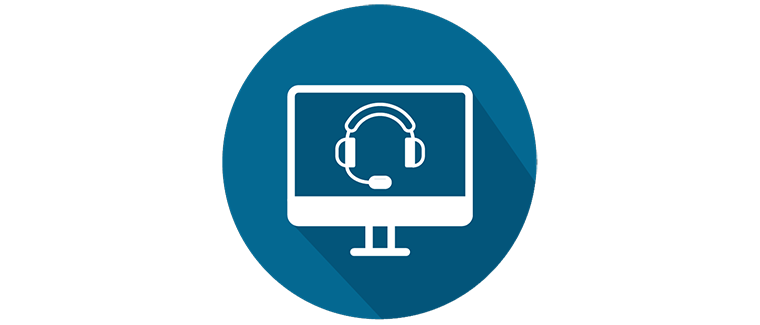Headset with computer icon