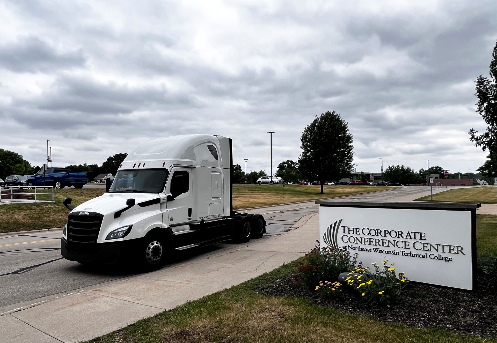 CMV truck parked in front of NWTC Corporate Conference Center