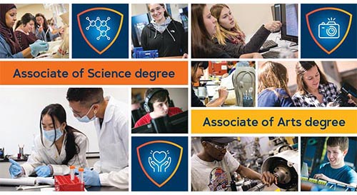Collage of arts and sciences images and icons