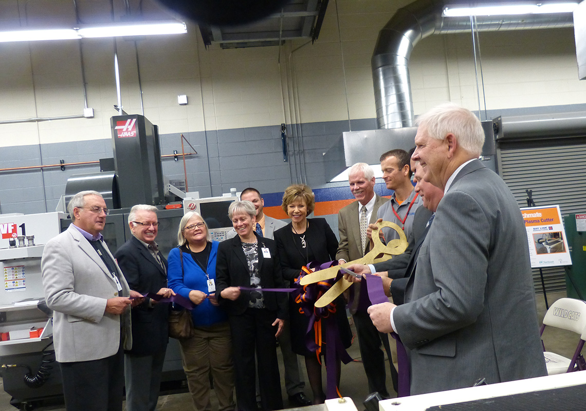 Dr. Rafn NWTC President attends a ribbon cutting at the Bay Link partnership