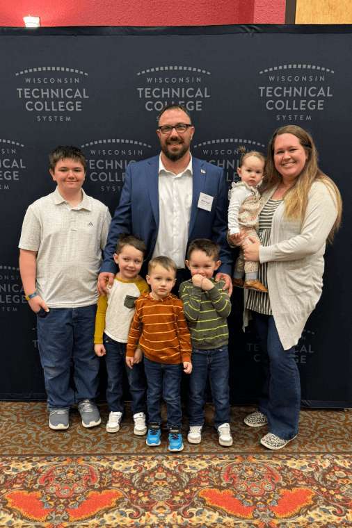 Hagel, his wife, and their five children at the WTCS Student Ambassador Banquet.