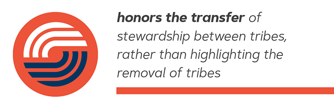 Honors the transfer of stewardship between tribes, rather than highlighting the removal of tribes.
