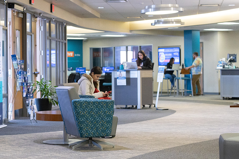 Students in the Welcome Center