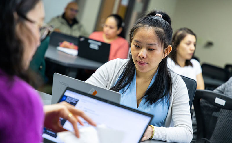 Students work in a computer lab