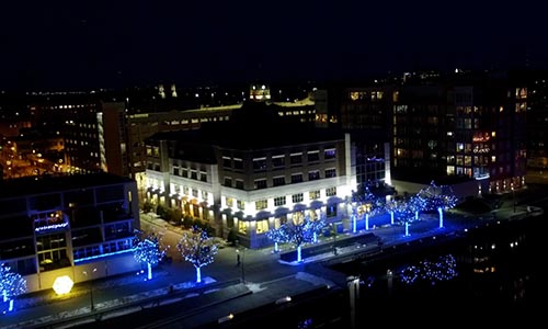 downtown Green Bay, WI at night