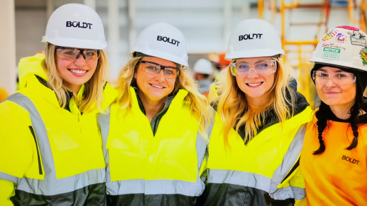 Ginelle Hussin (second from left) pictured with female youth apprentices at Boldt.