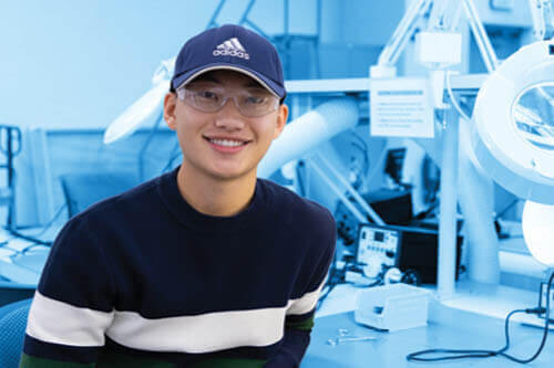Student in front of computer
