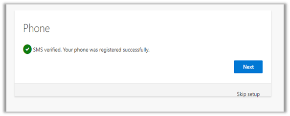 Phone window with "SMS verified" success message