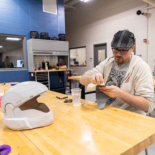 Matt Paider works on a fall semester project in the Prototype and Design lab. 