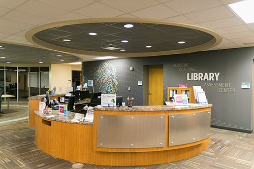 The Marinette campus library front desk