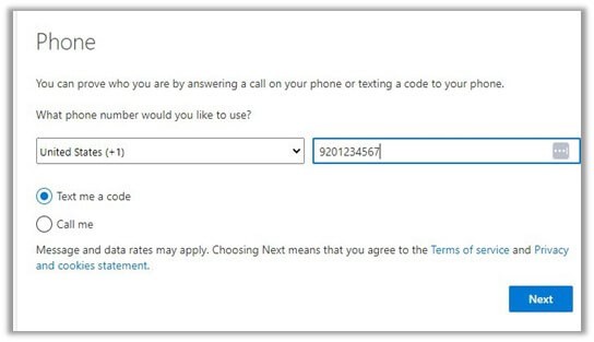 Phone window with number entered without dashes.