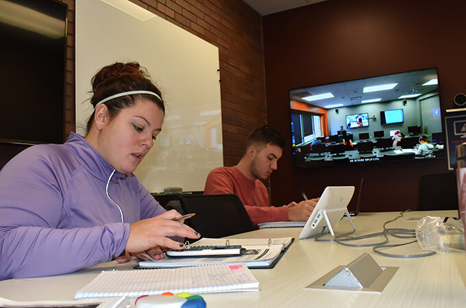 Students in a virtual class