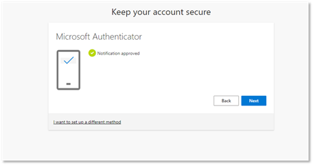 Keep your account secure dialog screen.
