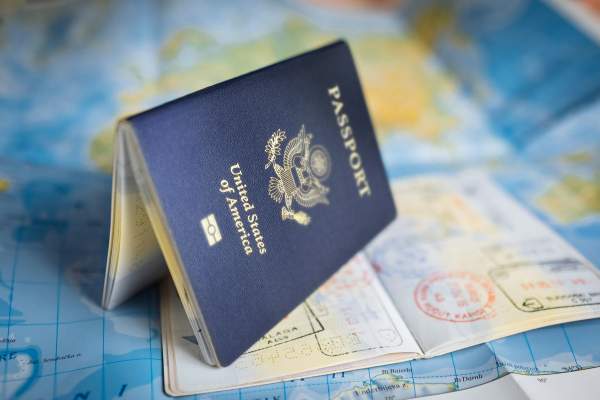 Passport on map